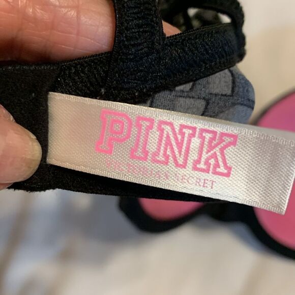 Pink by Victoria's Secret size 32D T-shirt lightly lined black and gray bra - Picture 4 of 8